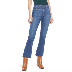 Paige Vintage Colette Raw Hem Flare Crop Jeans In Slow Dance NWT Size 30